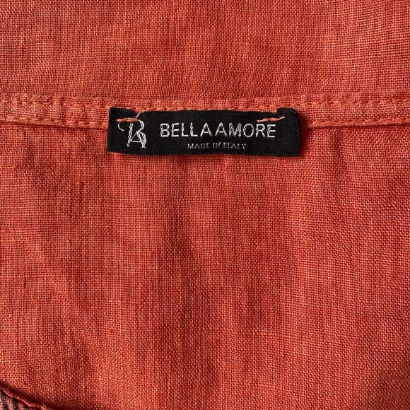 Burnt orange linen tunic/dress. lagenlook boho unique. Italy. Sz S - Picture 14 of 15